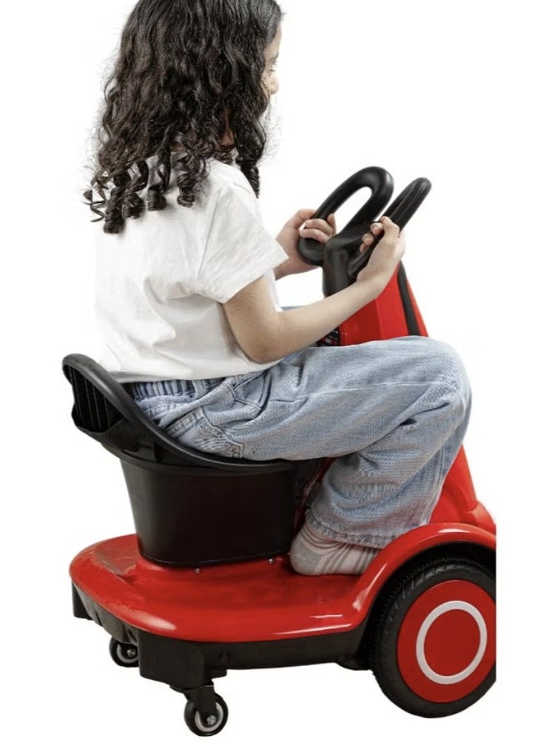 Electric Scooter For Kids Rechargeable Five Wheels LED Lighting With Safety Belt Red  - Image 4