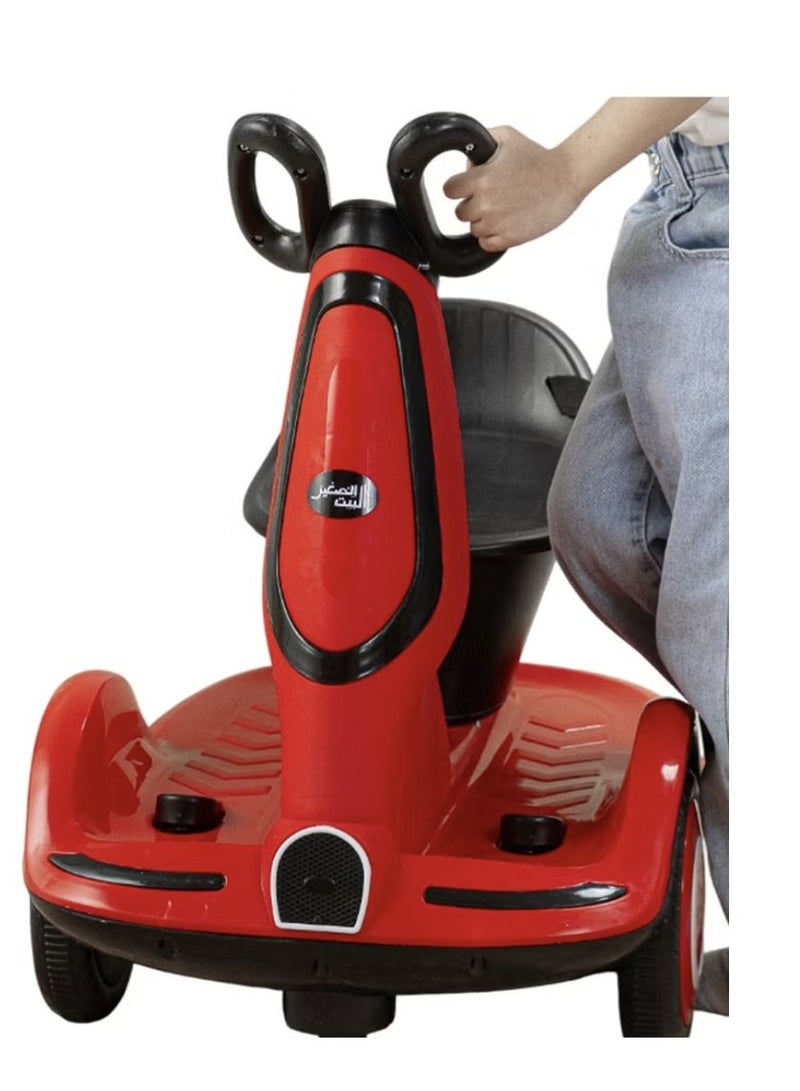 Electric Scooter For Kids Rechargeable Five Wheels LED Lighting With Safety Belt Red  - Image 3