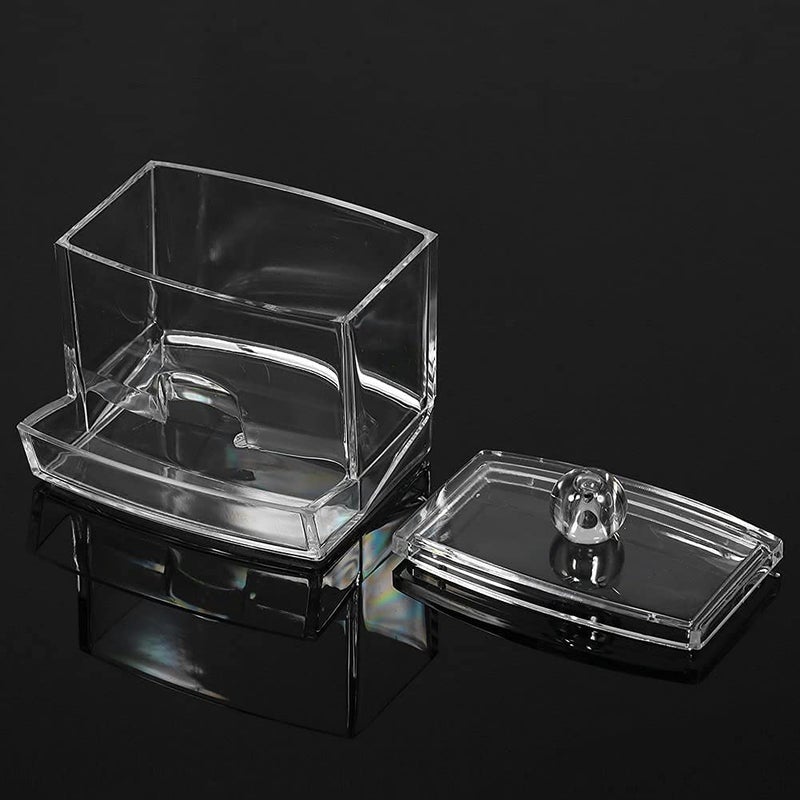 KPS Cotton Pad Container | Cotton Buds Dispenser | Cotton Swabs Holder | Square Bathroom Jar Clear Organizer | Bathroom Storage Organizer | Cosmetics/Makeup Storage Box (Pack of 1) - Image 5