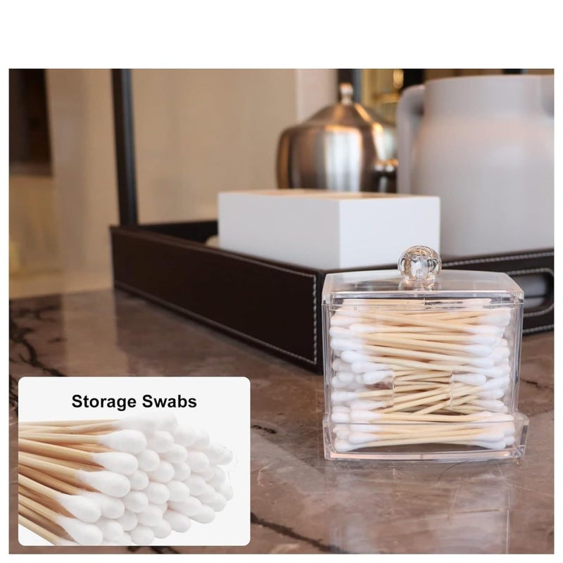 KPS Cotton Pad Container | Cotton Buds Dispenser | Cotton Swabs Holder | Square Bathroom Jar Clear Organizer | Bathroom Storage Organizer | Cosmetics/Makeup Storage Box (Pack of 1) - Image 4