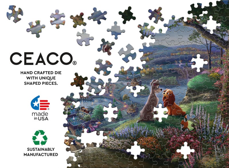 Ceaco - Disney - Thomas Kinkade - Lady and The Tramp Falling in Love - 300 Oversized Piece Jigsaw Puzzle - Image 5