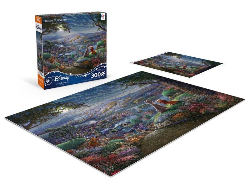 Ceaco - Disney - Thomas Kinkade - Lady and The Tramp Falling in Love - 300 Oversized Piece Jigsaw Puzzle - Image 4
