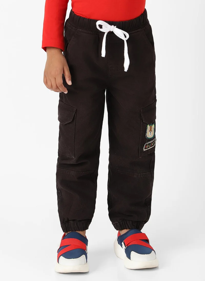 نوتيناتي Nautinati Boys Bear Patch Denim Cargo Style Joggers