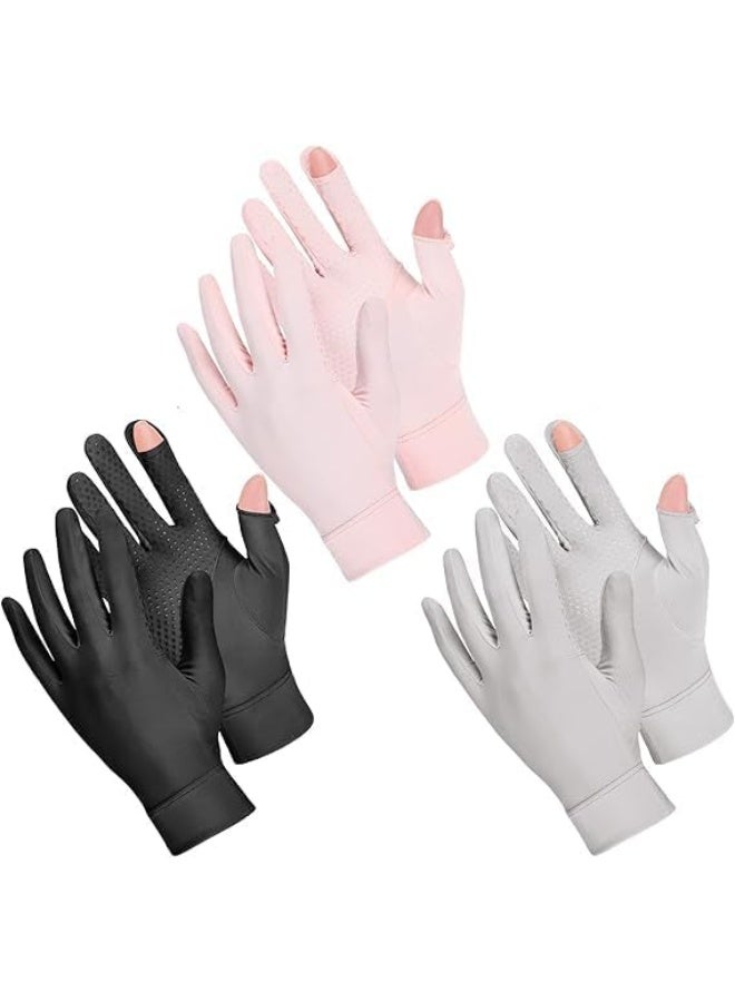 CLENEA 3 Pairs Summer Sun Gloves for Women,UV Protection Driving Gloves, Full Finger Touchscreen Outdoor Gloves - Image 1