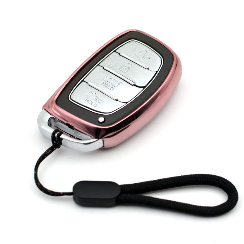 MECHCOS Fit for Hyundai Elantra Ioniq Sonata Tucson Elantra GT Smart 3 4 Buttons Pink TPU Key Fob Cover Case Remote Holder Skin Protector Keyless Entry Sleeve Accessories NOT FIT FlipFolding Key