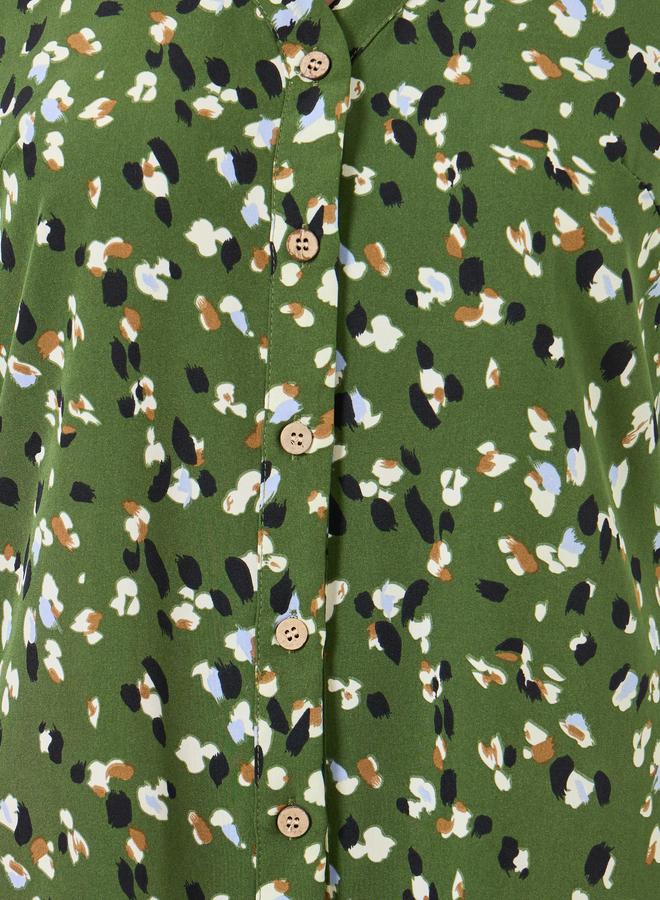 Take Two Khaki Graphic Print Knee-Length Shirt Dress - Image 3