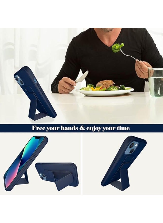 MYK Case for iPhone 15 Pro Cover Blue Magnetic Car Mount Kickstand & Holder, Premium Silicone Vertical & Horizontal  with Grip with Multi Stand(Blue - Image 4