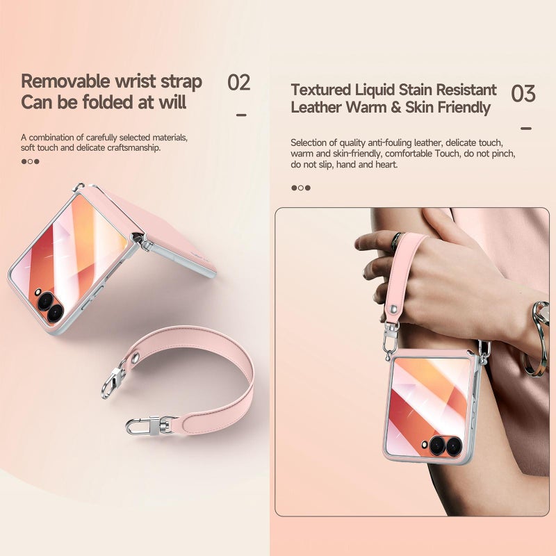 سولادا جراب هاتف مقاوم للصدمات مصنوع من الجلد السائل لهاتف Samsung Galaxy Z Flip7 5G (أسود) - Image 4