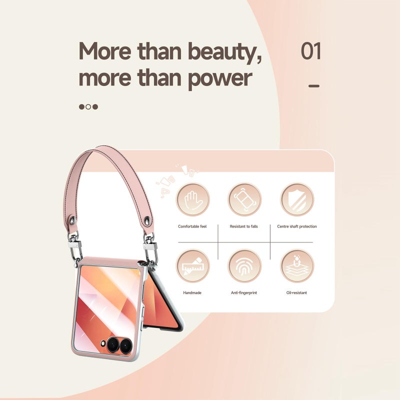 سولادا جراب هاتف مقاوم للصدمات مصنوع من الجلد السائل لهاتف Samsung Galaxy Z Flip7 5G (أسود) - Image 3