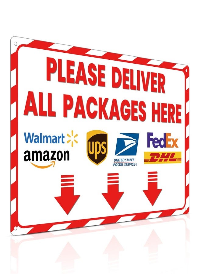 ALKB Delivery Sign for Packages Please Deliver All Packages Here Arrows - Delivery Instructions for Outdoor Use, 8x12 Inch - Image 1
