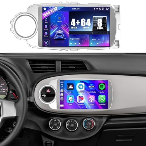 Roinvou 8 Core 4+64G Car Radio for Toyota Yaris 2012 2013 2014 2015 2016 2017, 9 inch 1280 * 720 Touch Screen for Yaris Car Stereo with CarPlay Android Auto Bluetooth 5.0 32EQ DSP FM RDS Mirror Link SWC - Image 1