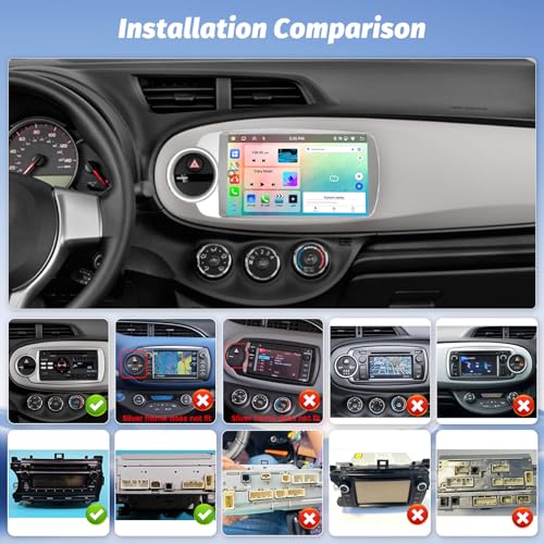 Roinvou 8 Core 4+64G Car Radio for Toyota Yaris 2012 2013 2014 2015 2016 2017, 9 inch 1280 * 720 Touch Screen for Yaris Car Stereo with CarPlay Android Auto Bluetooth 5.0 32EQ DSP FM RDS Mirror Link SWC - Image 2