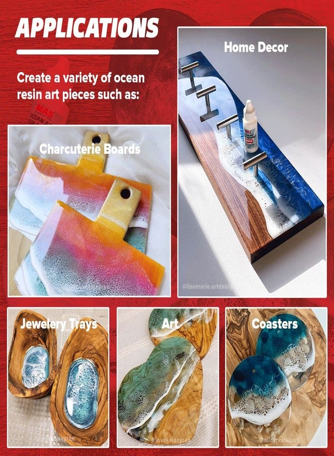 MAS صبغة الراتنج من MAS Epoxies لفن المحيط، زجاجة 1 أونصة، مثالية لإنشاء أمواج المحيط، صبغة بيضاء لتأثيرات الماء الإيبوكسي على الأسطح، الفنون والحرف، المجوهرات، وصنع الأكواب - Image 3