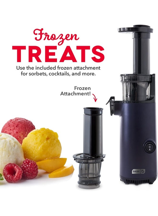 DASH DCSJ255 Deluxe Compact Power Slow Masticating Extractor Easy to Clean, Cold Press Juicer with Brush, Pulp Measuring Cup, Frozen Attachment and Juice Recipe Guide - Image 4