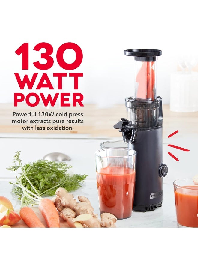 DASH DCSJ255 Deluxe Compact Power Slow Masticating Extractor Easy to Clean, Cold Press Juicer with Brush, Pulp Measuring Cup, Frozen Attachment and Juice Recipe Guide - Image 2
