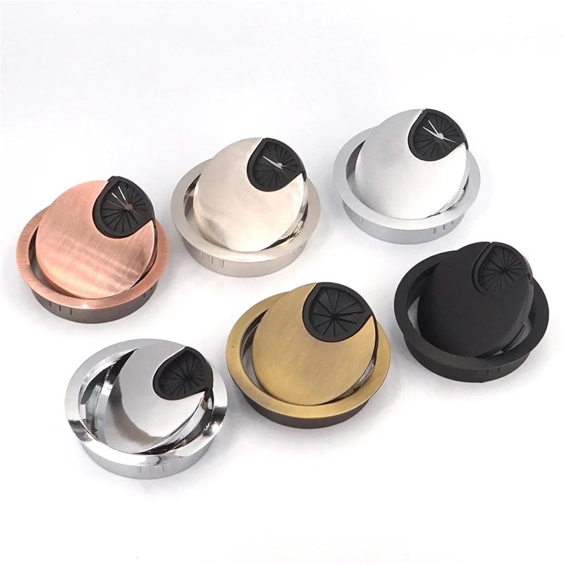 Red Bronze 50mm Zinc Alloy Desk Grommet Cable Hole Cover Wire Port Holder For PC Table - Image 1