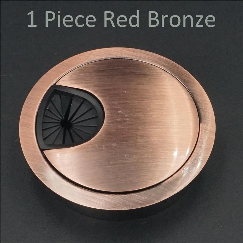 Red Bronze 50mm Zinc Alloy Desk Grommet Cable Hole Cover Wire Port Holder For PC Table - Image 3