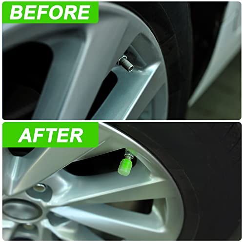 ERZA Tire Valve Stem Caps Universal for Car, Bikes, Trucks, Luminous Fluorescent Glow in The Dark Air Cover, Tire Pressure Radium Caps, Modification & Decoration Accessories, Green Color, Pack of 4 - Image 4