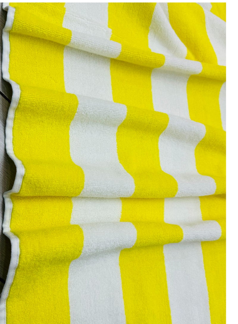 Hayat Yellow-White Cabana Striped Classic Double Yarn Strength - 100% Cotton Terry  Pool Towel, Quick Dry, Super Absorbent, Perfect Swimimg Pool and Beach , 90*180 cm - Image 4