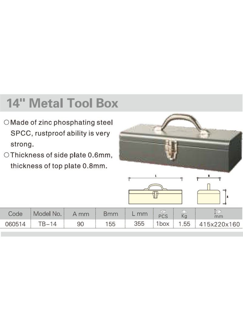 jetechtool Jetech Tool Box, 14-Inch Portable Steel Small Tool Box with Metal Latch Closure & Metal Handle, Rustproof Multi-Purpose Heavy Duty Toolbox, Grey - TB-14 - Image 2