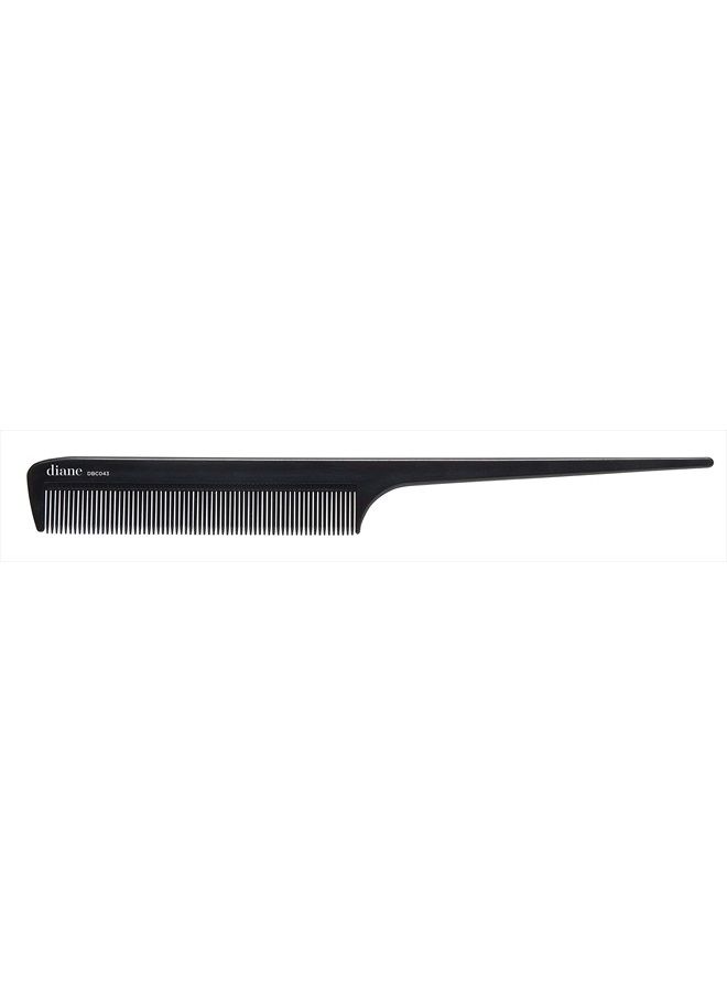 Diane Ionic Rat Tail Comb – Anti-Static Fine Tooth Comb and Hair-Cutting, Styling Tool for Women, Men, Hair Stylists, Barbers with Long Thin Handle, Black, 8 Inches, DBC043 - Image 1
