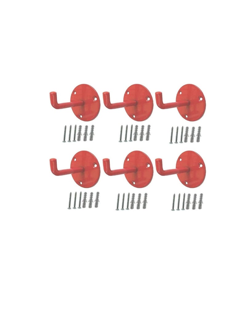 6 pieces Fire Extinguisher Hook Mount Extinguisher Bracket Wall Hanging Clip Red Color  - Image 1