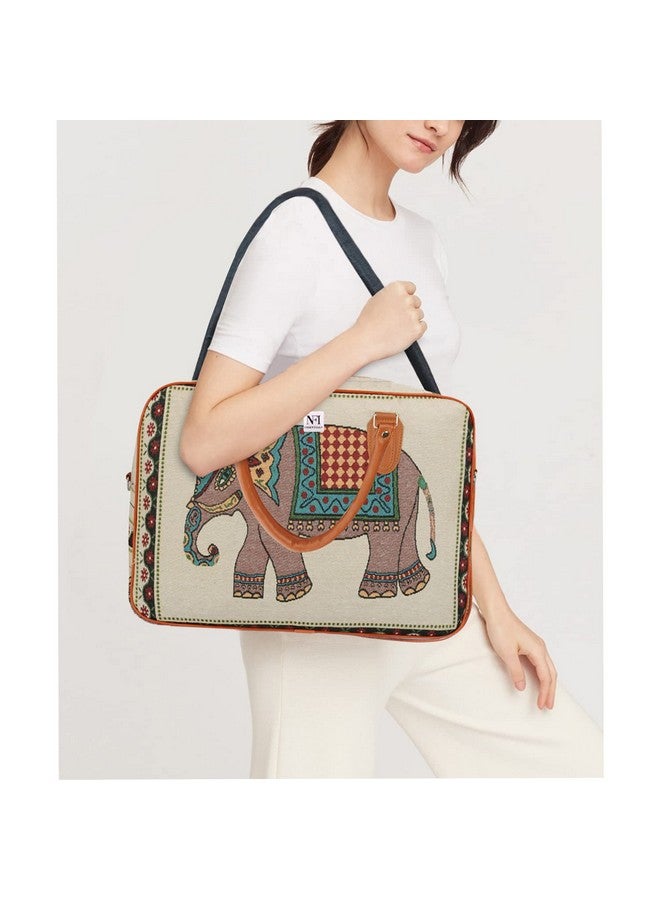 NFI essentials حقيبة سفر صغيرة من قماش كانفس NFI Essentials للرجال والنساء، حقيبة سفر للنساء، حقيبة دفل أنيقة بحجم كابينة (21 لتر)، 18 سم، بيج - Image 5