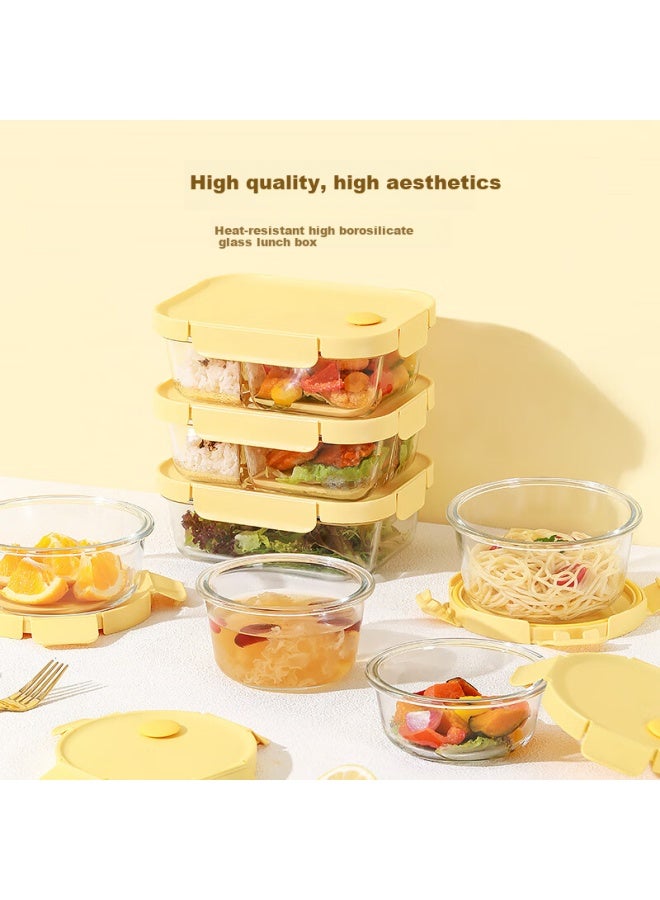 Cilock Glass Food Storage Container Refrigerator Organizer Bento Box Microwave Heating Lunch Box Office Worker High Round - Image 4