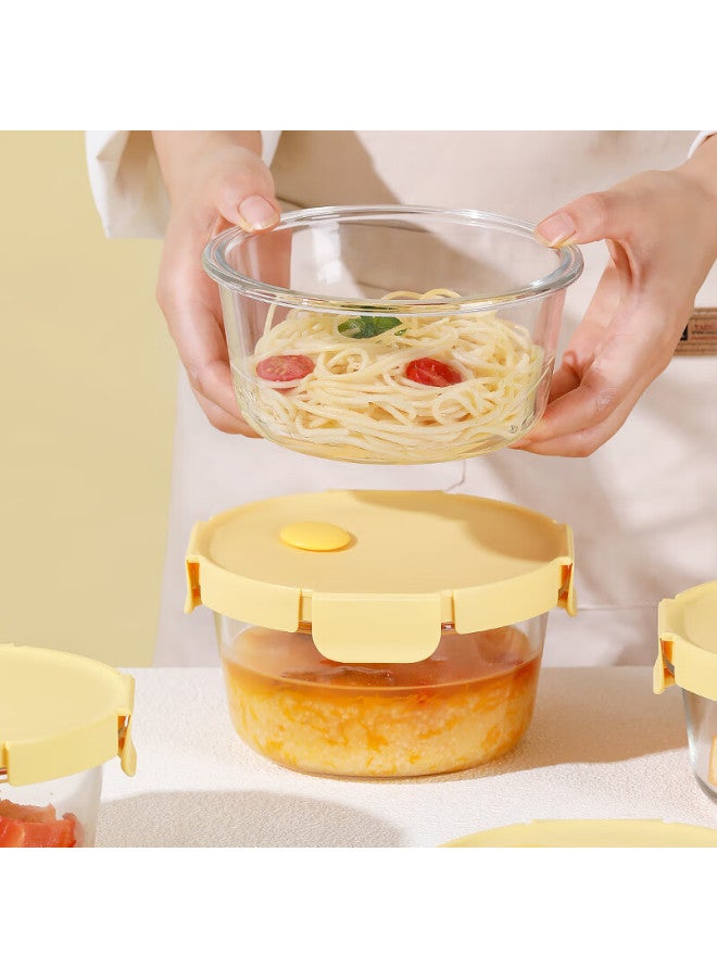 Cilock Glass Food Storage Container Refrigerator Organizer Bento Box Microwave Heating Lunch Box Office Worker High Round - Image 5