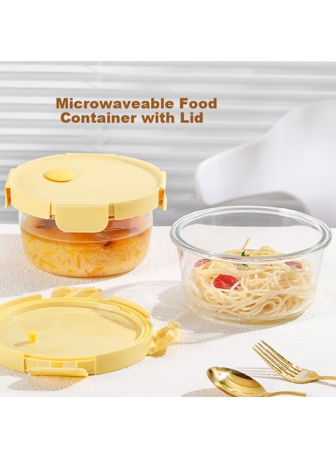 Cilock Glass Food Storage Container Refrigerator Organizer Bento Box Microwave Heating Lunch Box Office Worker High Round - Image 2