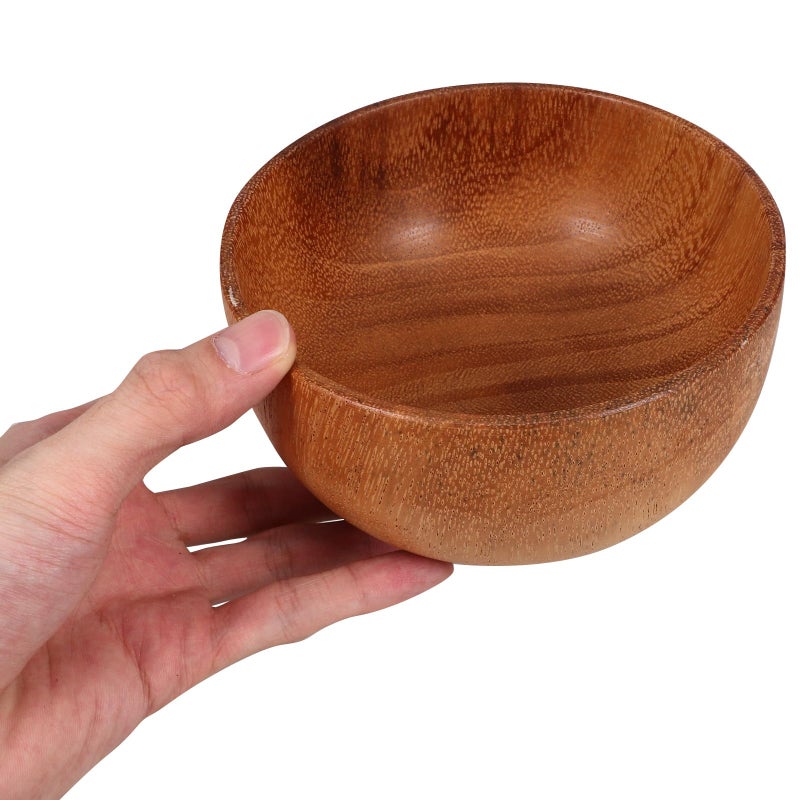 Acacia Wood Salad Bowl 13x6cm Natural Wood Tableware for Ramen Soup Fruit Rice Kitchen - Image 5