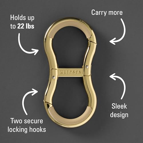 KLIPSTA LINK Connector Clip. Women’s Keychain Clip, Fashion Carabiner, Bag Hook for Purses & Tote Bags. 2 Secure Hooks, Holds 22lbs. Purse Accessories, Gifts for Women (Gold) - Image 3