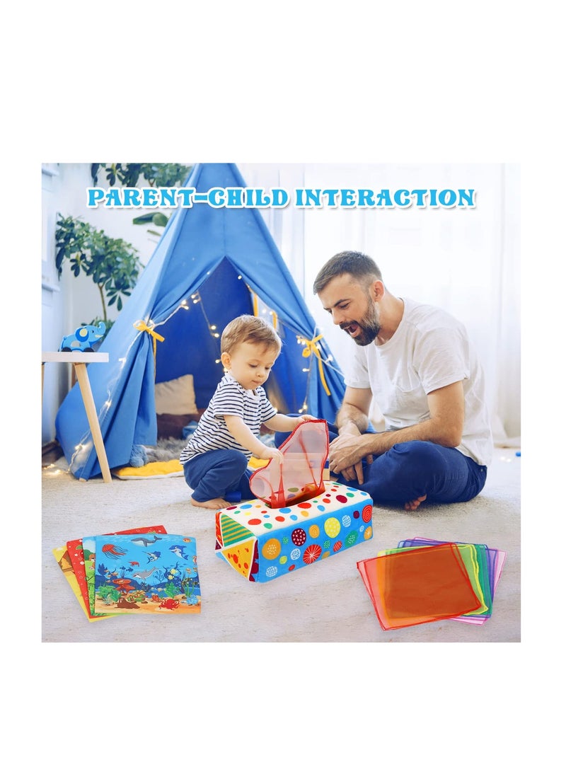 SYOSI Baby Tissue Box, for Montessori Toys for Babies, Infant Toddlers Sensory Toys Baby Magic Tissue Box, Educational Learning for 1 Year Old Boys Girls Kids Early Learning Toys Baby Birthday Gifts - Image 2