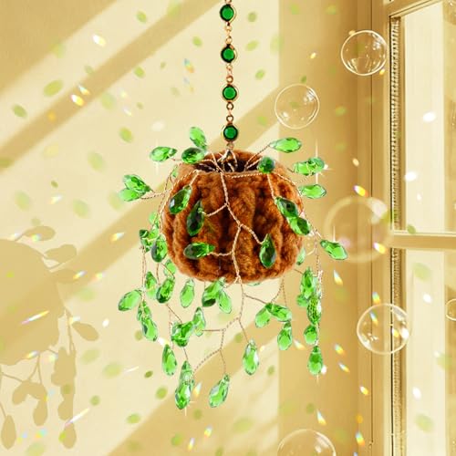 FOGWOWO Beaded Plant Kit Suncatcher Succulent Beaded Succulent Gifts for Plant LoversPlant Sun Catcher for Window Hanging with ChainBead Plants Crystal Sun Catchers Indoor Window Home Garden Decor - Image 1