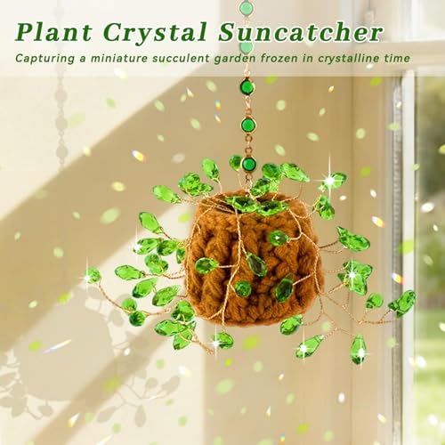FOGWOWO Beaded Plant Kit Suncatcher Succulent Beaded Succulent Gifts for Plant LoversPlant Sun Catcher for Window Hanging with ChainBead Plants Crystal Sun Catchers Indoor Window Home Garden Decor - Image 3