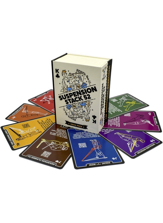 Stack 52 Stack 52 Suspension Exercise Cards Compatible with All Suspension Trainers. Suspended Bodyweight Resistance Workout Game. Video Instructions Included. Fun Home Fitness Program.(Mega Pack)  - Image 1
