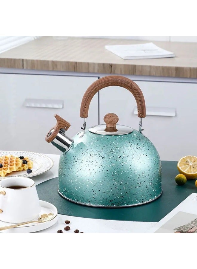 Stainless Steel Large Capacity Sound Kettle Wood Grain Kettle Outdoor Teapot Spray Color Gas Induction Cooker Applicable-Color:Star Point Color (wood Grain Handle)-Capacity:3L - Image 4