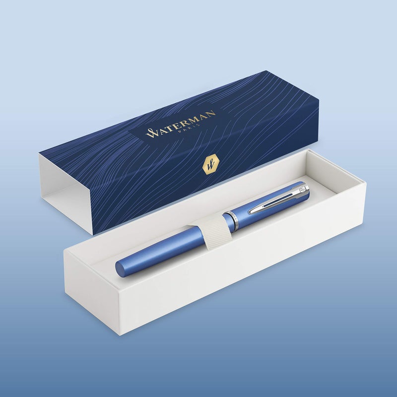Waterman Allure Fountain Pen Blue Lacquer Fine Nib Blue Ink Gift Box - Image 2
