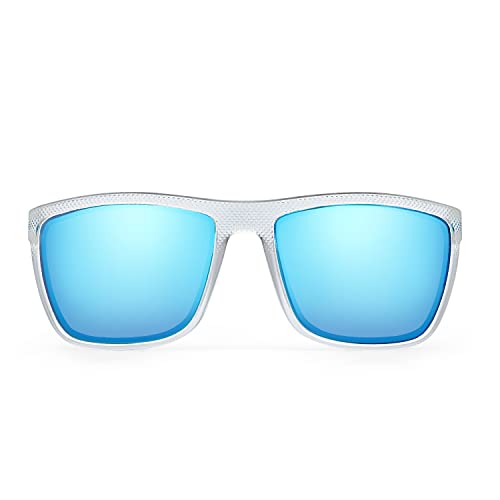 ZENOTTIC Polarized Sunglasses for Men Lightweight TR90 Frame UV400 Protection Square Sun Glasses (S04 Transparent Frame/Blue Mirrored Lens) - Image 2