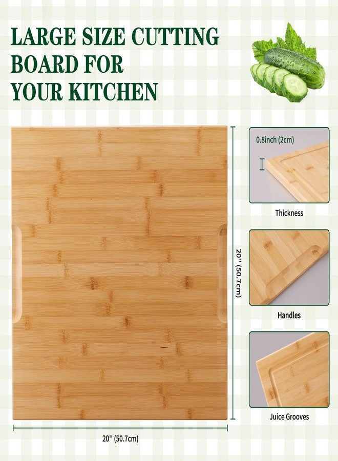 Hifybaty Bamboo Cutting Board - 20 x 20 inch Large Wood Chopping Board for Kitchen, Meat, Vegetables, BBQ, Square Butcher Block with Juice Groove and handle, 0.8"Th - Image 3