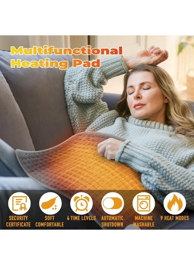 Naxifly Heating Pad, 30 x 60cm Fast Electric Heat Pad with 9 Heat Settings, 4 Timer Options, Auto Shut Off, Electric Heating Pad for Back Pain and Cramps Relief, Machine Washable(Medium) - Image 2