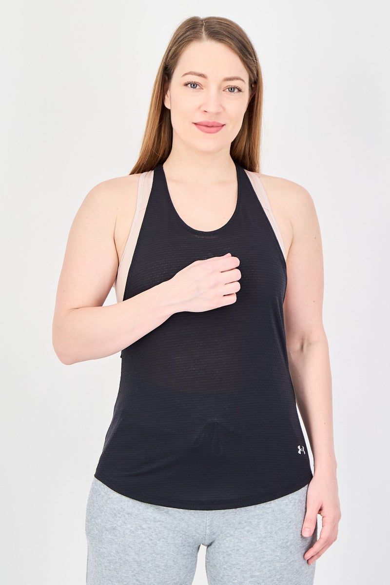 UNDER ARMOUR Women Fitted Fit Sleeveless Training Tank Top, Black - Image 1