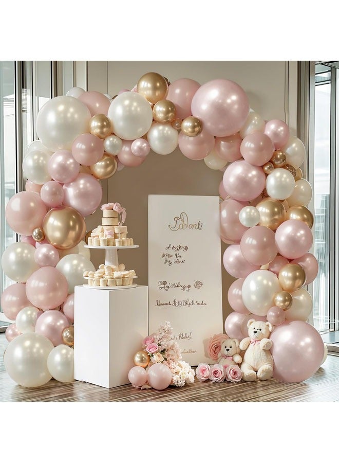 طقم قوس البالونات 121 قطعة، زينة بالونات وردية باهتة مزدوجة للحفلات مثل عيد الميلاد، حفلة استقبال المولود، الزفاف وغيرها من زينة الحفلات - Image 1