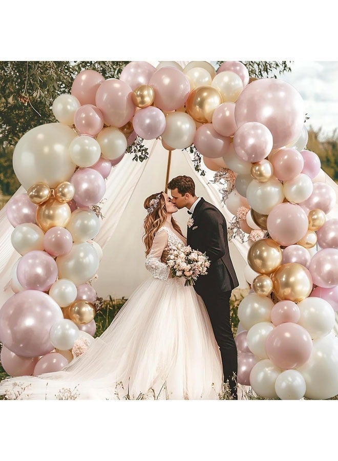 طقم قوس البالونات 121 قطعة، زينة بالونات وردية باهتة مزدوجة للحفلات مثل عيد الميلاد، حفلة استقبال المولود، الزفاف وغيرها من زينة الحفلات - Image 3