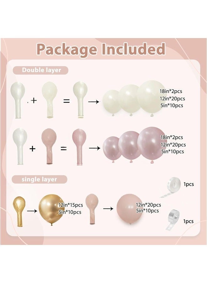 طقم قوس البالونات 121 قطعة، زينة بالونات وردية باهتة مزدوجة للحفلات مثل عيد الميلاد، حفلة استقبال المولود، الزفاف وغيرها من زينة الحفلات - Image 2