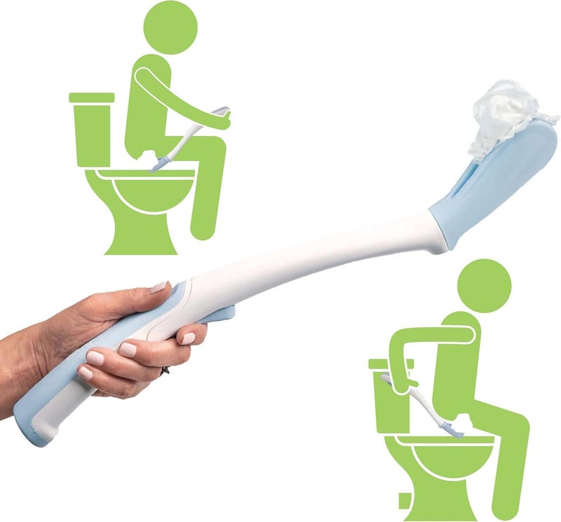 Juvo Toilet Aid (Pack of 2) - Personal Bottom Wiping Tool, Bathroom Mobility Aid for Disabled, Elderly, and Surgery Recovery - 18" Long Wand with Hygienic Cover - Image 2