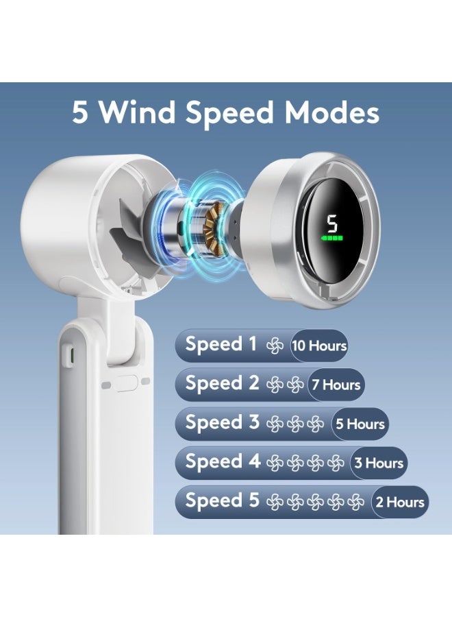 التلقيم مروحة توربو محمولة باليد، 5 تروس رياح، بطارية مشغلة، حتى 12 ساعة عمل، 3 في 1 مروحة يدوية مع مروحة تبريد تقنية توربو الهواء للأنشطة الخارجية، السفر، العمل - Image 3