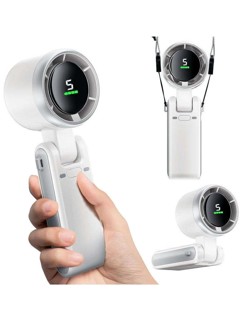 التلقيم مروحة توربو محمولة باليد، 5 تروس رياح، بطارية مشغلة، حتى 12 ساعة عمل، 3 في 1 مروحة يدوية مع مروحة تبريد تقنية توربو الهواء للأنشطة الخارجية، السفر، العمل - Image 1