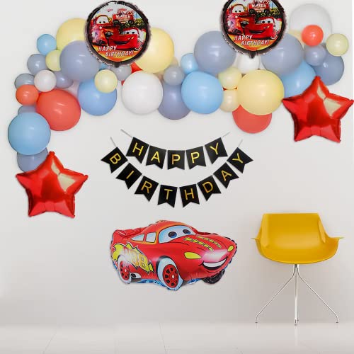 SpecialYou.in Special You Happy Birthday Party Balloon Car Theme Birthday Decorations for Boys, Car Theme Balloons for Birthday Decoration Lightning McQueen, Racing Car Theme Birthday Decoration Kit for Boys - Image 1