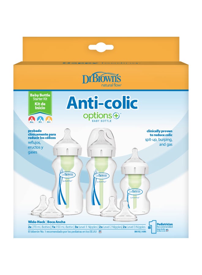 Dr. Brown’s Pp W-N Anti-Colic Options+ Bottle Starter Kit (2X270 Ml & 1X150 Ml Bottles, 2Xl2 & 2Xl3 Nipples, 2 Cleaning Brushes) - Image 2